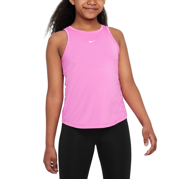 Top e Maglia Padel Bambina Nike DriFIT One Canotta Bambina  Playful Pink/White DH6599675