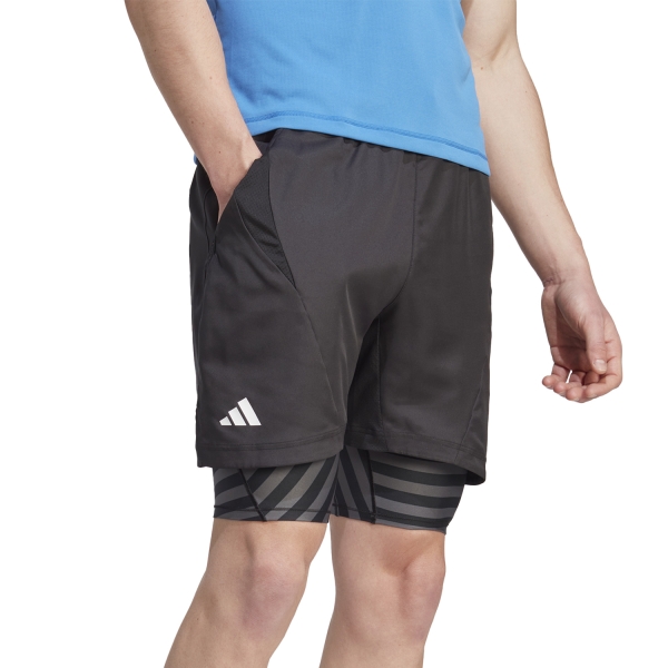 Men's Padel Shorts adidas Pro 2 in 1 7in Shorts  Black/Grey Six IB5493