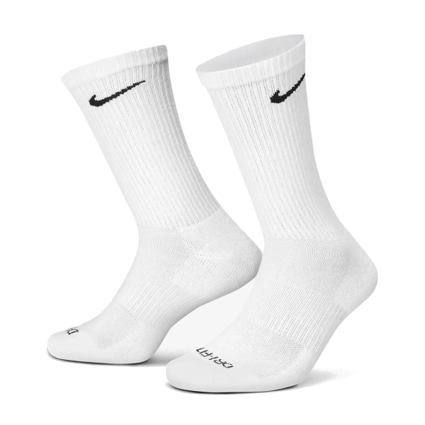 Padel Socks Nike Everyday Plus Cushioned x 6 Socks  White/Black SX6897100