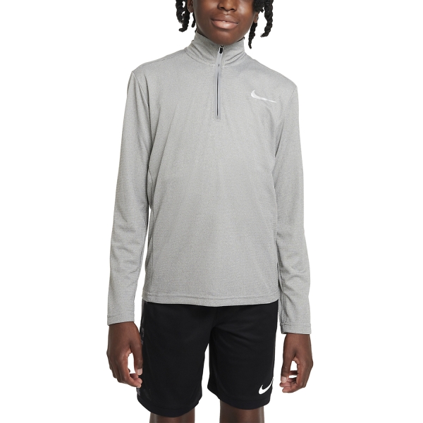 Boy's Padel Polos and Shirt Nike DriFIT Poly+ Shirt Boy  Carbon Heather/Reflective Silver DQ9024091