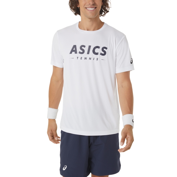 Men's T-Shirt Padel Asics Court Graphic TShirt  Brilliant White 2041A259100