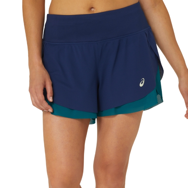 Women's Padel Skirts and Shorts Asics Nagino 2 in 1 3.5in Shorts  Blue Expanse/Rich Teal 2042A315400