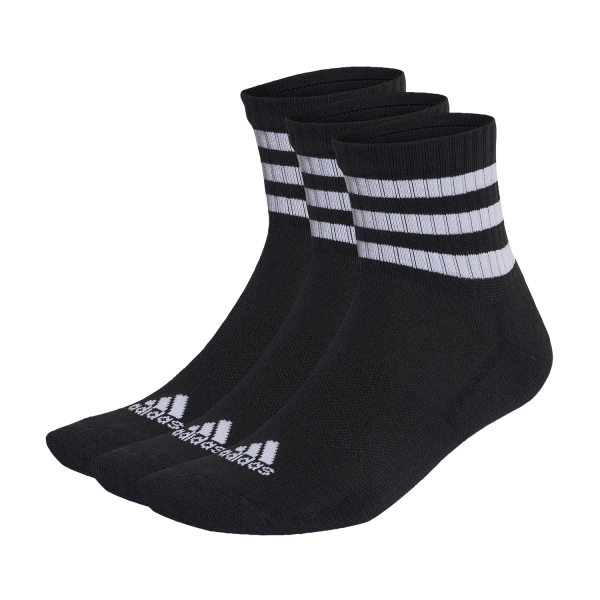 Padel Socks adidas 3 Stripes Cushioned x 3 Socks  Black/White IC1317