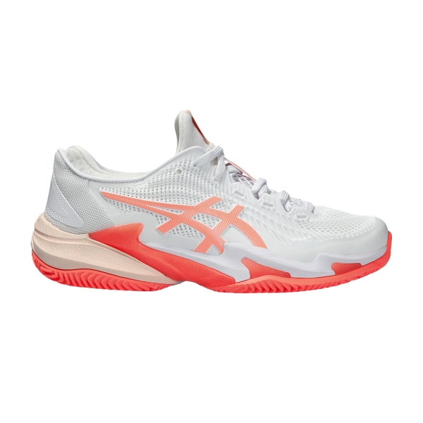 Women's Padel Shoes Asics Court FF 3 Clay  White/Sun Coral 1042A221103