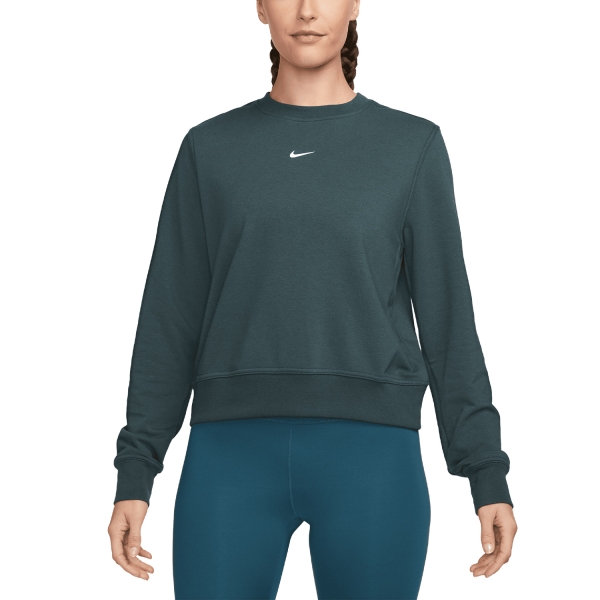 Women's Padel Shirts & Hoodies Nike DriFIT One Crew Hoodie  Deep Jungle/White FB5125328