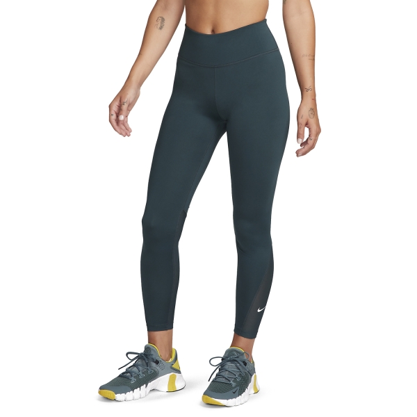 Pants y Tights Padel Mujer Nike One Mid Rise 7/8 Tights  Deep Jungle/White DD0249328