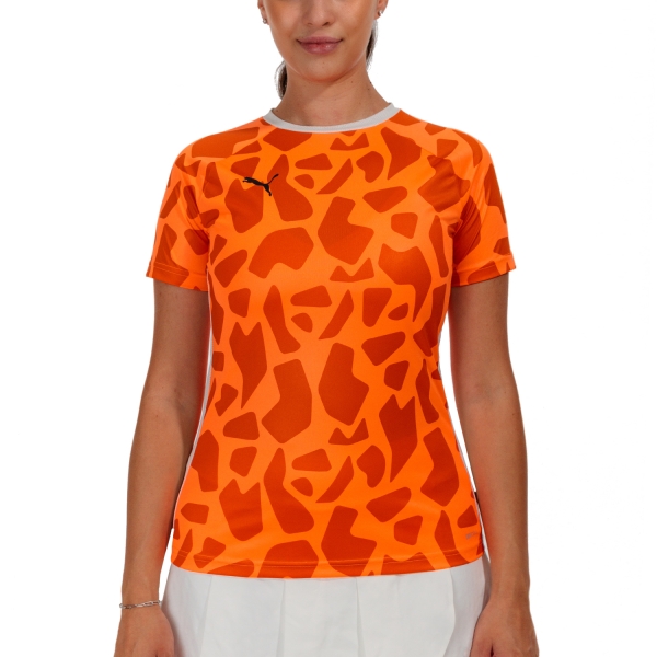 Women's Padel T-Shirt and Polo Puma Teamliga Graphic TShirt  Ultra Orange 93909207