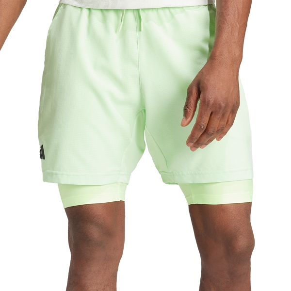 Shorts Padel Hombre adidas HEAT.RDY 2 in 1 7in Shorts  Semi Green Spark IL7380