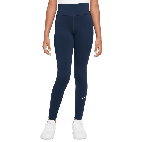 Nike Dri-FIT One Girl's Padel Tights - Midnight Navy/White