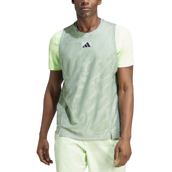 Men's T-Shirt Padel adidas Pro Layering TShirt  Silver Green/Green Spark IL7381