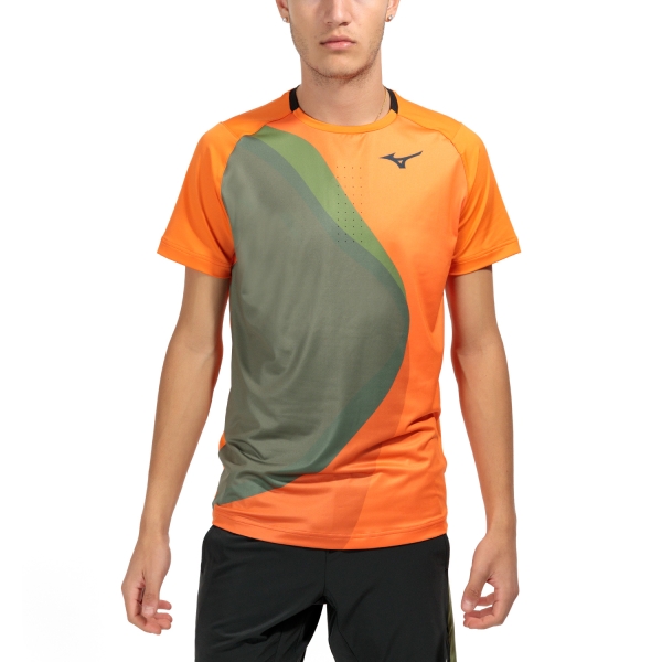 Maglietta Padel Uomo Mizuno Release Shadow Graphic Maglietta  Vibrant Orange 62GAA50154