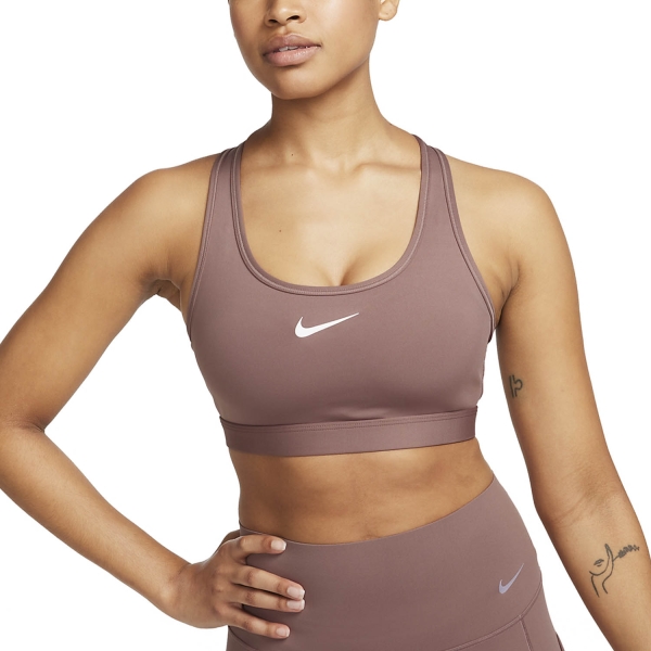Nike Swoosh Women's Training Sports Bra - Smokey Mauve/White