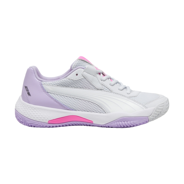 Women's Padel Shoes Puma NOVA Court  Silver Mist/White/Vivid Violet 10778701