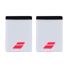 Babolat Logo Jumbo Medium Wristbands - White/Strike Red Babolat Logo Jumbo Medium Wristbands - White/Strike Red