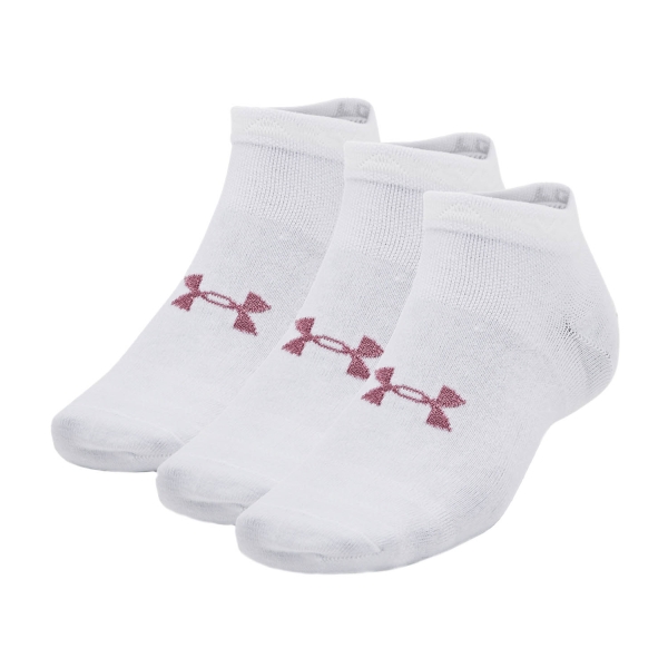 Padel Socks Under Armour Essential x 3 Socks  White/Pink Elixir 13829580100