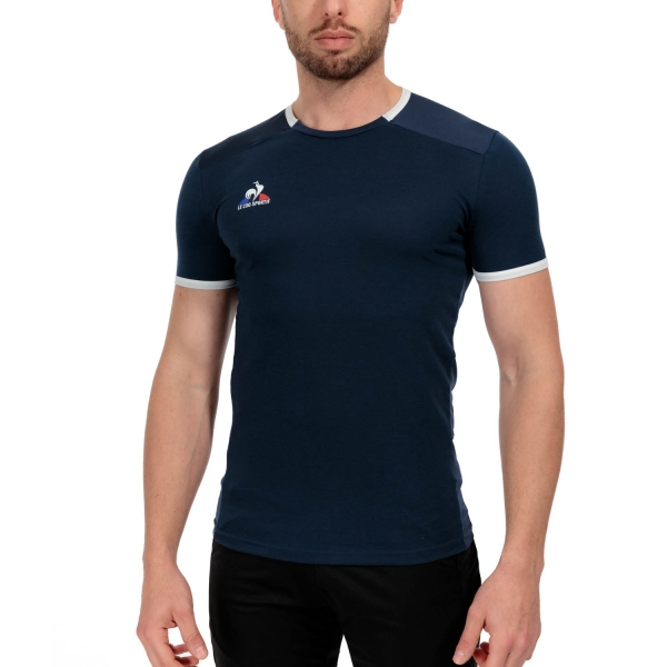 Men's T-Shirt Padel Le Coq Sportif Court TShirt  Dress Blues/New Optical White 2320137