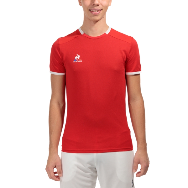 Camiseta Padel Hombre Le Coq Sportif Court Camiseta Pur Rouge/New Optical White 2320139