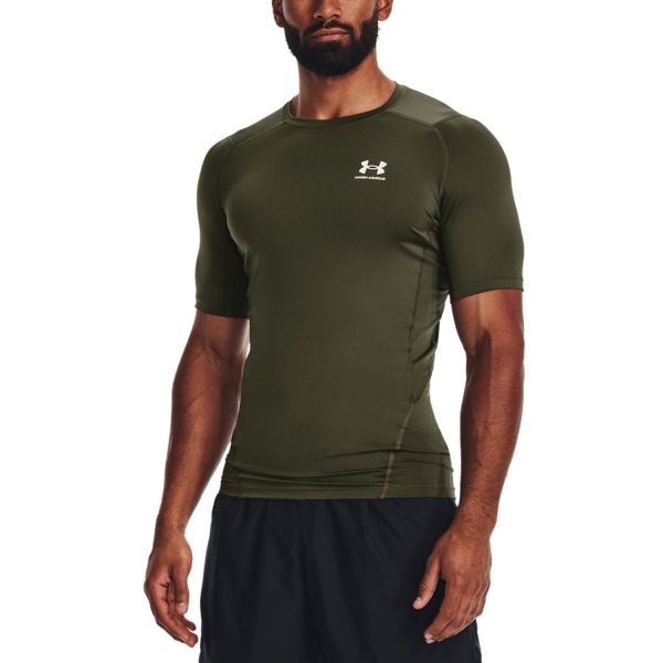 Camiseta Padel Hombre Under Armour HeatGear Compression Camiseta  Marine Od Green/White 13615180390
