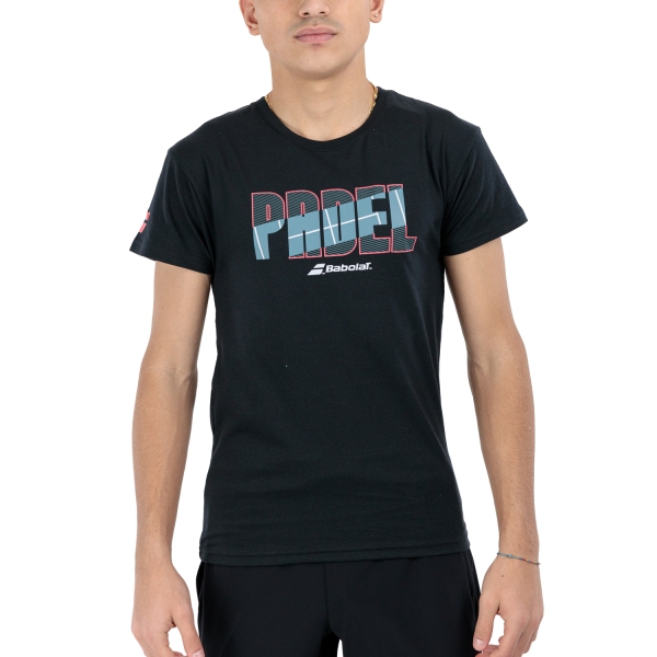 Men's T-Shirt Padel Babolat Court Logo TShirt  Black 6MS244412000