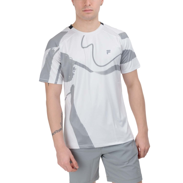 Men's T-Shirt Padel Fila Cassian TShirt  White/Monument Print XFM2413000184