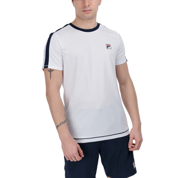 Maglietta Padel Uomo Fila Elias Maglietta  White/Navy FBM2413010153