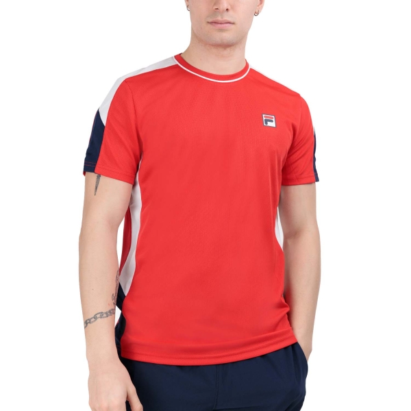 Men's T-Shirt Padel Fila Gabriel TShirt  Red/White FBM2413025003