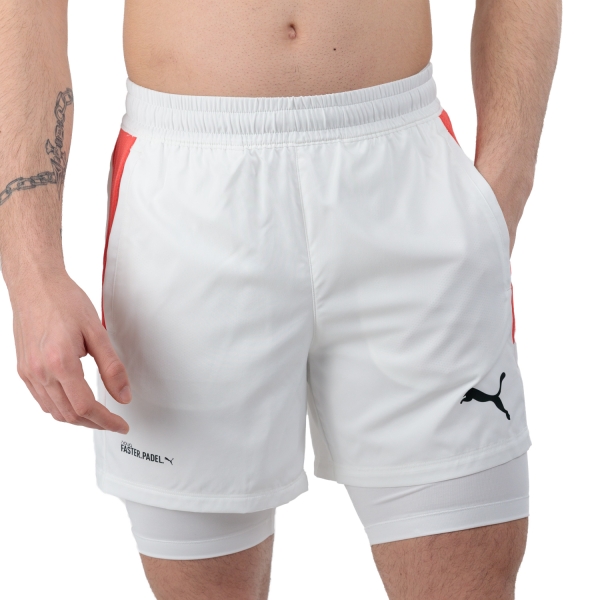 Men's Padel Shorts Puma Individual TeamGOAL 2 in 1 5in Shorts  White/Active Red 93917925