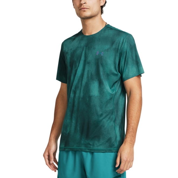 Men's T-Shirt Padel Under Armour Rush Vent Printed TShirt  Hydro Teal/Black 13836690449