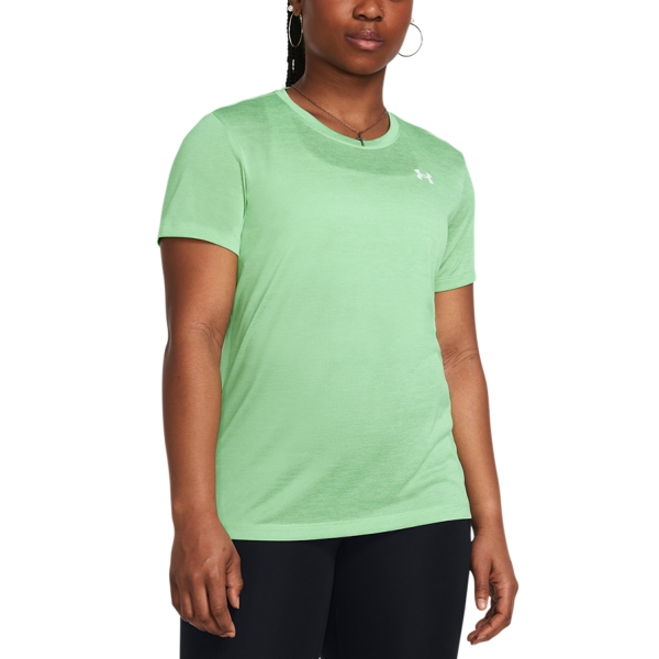 Women's Padel T-Shirt and Polo Under Armour Tech Logo TShirt  Matrix Green/White 13842300350