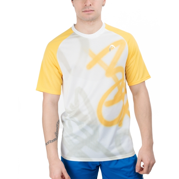Camiseta Padel Hombre HEAD Performance Graphic Camiseta  White/Black/Lightgreen 811524WHBN