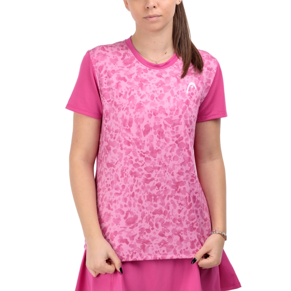 Women's Padel T-Shirt and Polo Head Tie Break II TShirt  Print Vision/Vivid Pink 814654XWVP