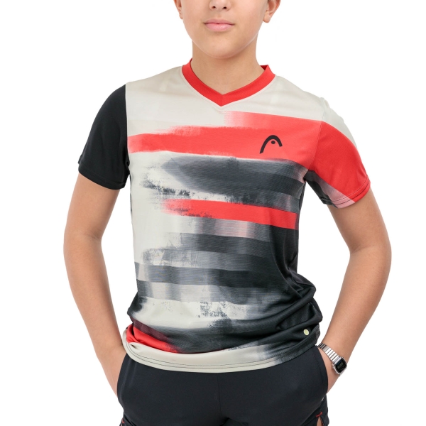 Boy's Padel Polos and Shirt Head Topspin Pro TShirt Boy  Black/Print Vision M 816144BKXV