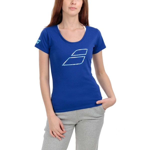 Women's Padel T-Shirt and Polo Babolat Exercise Flag TShirt  Sodalite Blue 4WS244424118