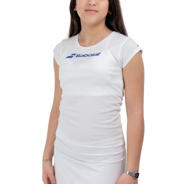 Girl's Padel Tanks and Shirts Babolat Exercise TShirt Girl  White 4GP24411000