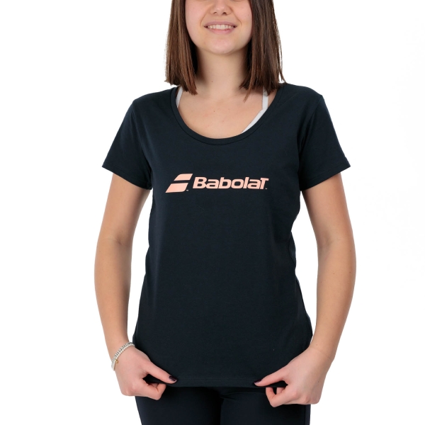 Women's Padel T-Shirt and Polo Babolat Exercise Classic TShirt  Black 4WP24412000