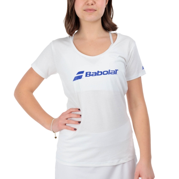 Women's Padel T-Shirt and Polo Babolat Exercise Classic TShirt  White 4WP24411000