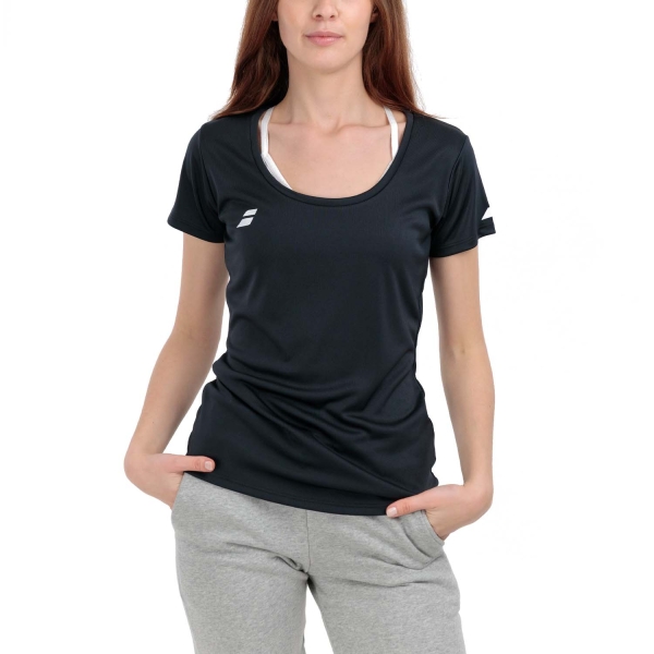 Women's Padel T-Shirt and Polo Babolat Play Cap Logo TShirt  Black 3WP20112000