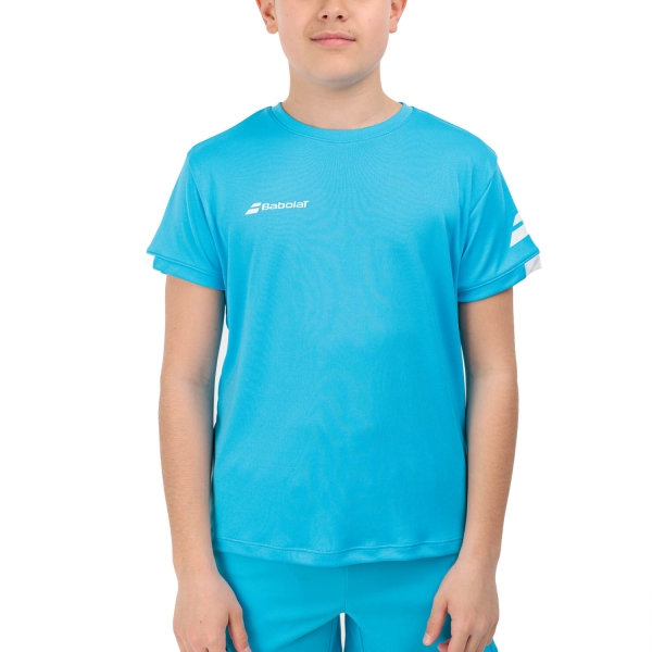 Boy's Padel Polos and Shirt Babolat Play Crew Classic TShirt Boy  Cyan Blue 3BP20114124