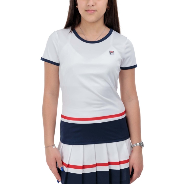Girl's Padel Tanks and Shirts Fila Elisabeth TShirt Girl  White/Navy FJL2413010151