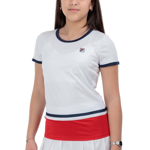 Girl's Padel Tanks and Shirts Fila Elisabeth TShirt Girl  White/Red FJL2413010152
