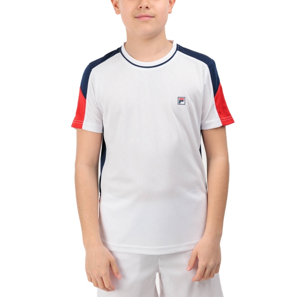 Boy's Padel Polos and Shirt Fila Gabriel TShirt Boy  White/Navy FJL2413020151