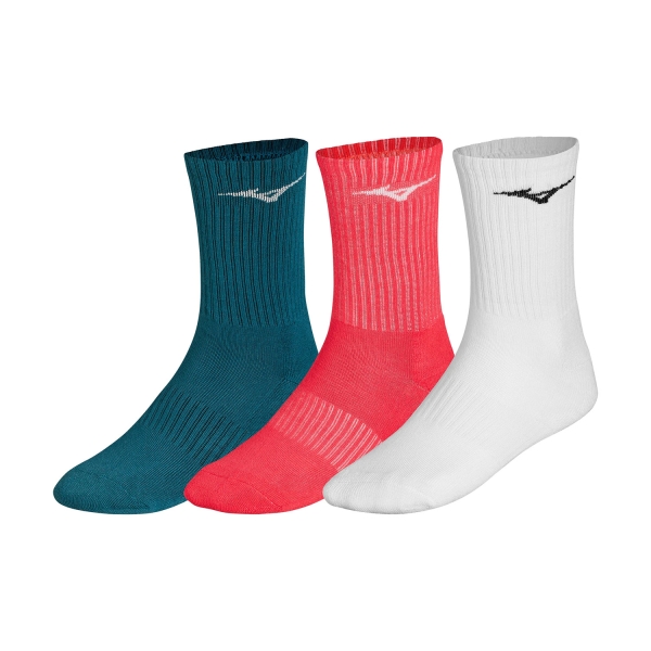Padel Socks Mizuno Logo x 3 Socks  White/Radiant Red/Moroccan Blue 32GX2505Z62