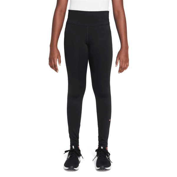 Girl's Padel Pants Nike DriFIT One Tights Girl  Black/Sunset Pulse DQ8836011
