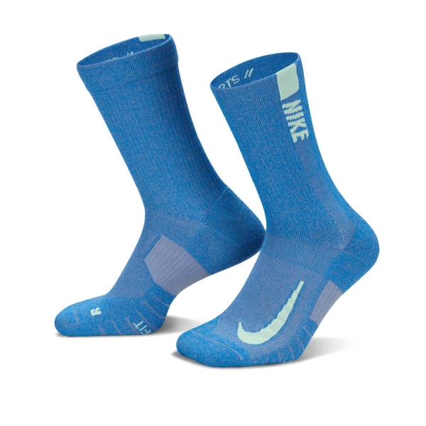 Padel Socks Nike Multiplier Crew x 2 Socks  Light Blue SX7557991
