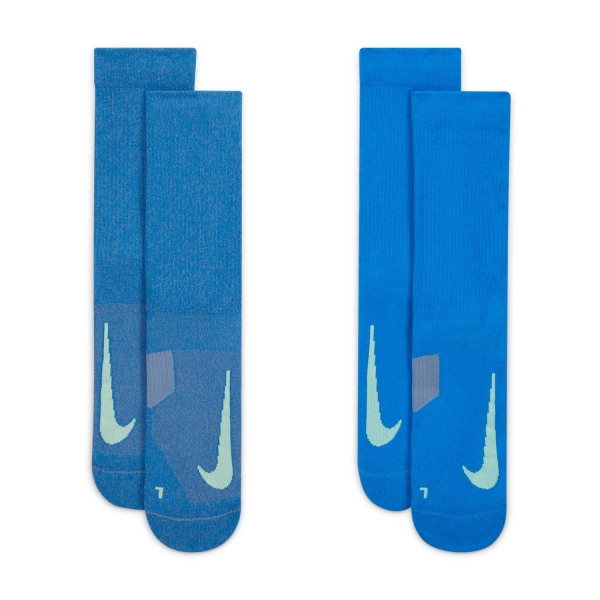 Nike Multiplier Crew x 2 Socks - Light Blue