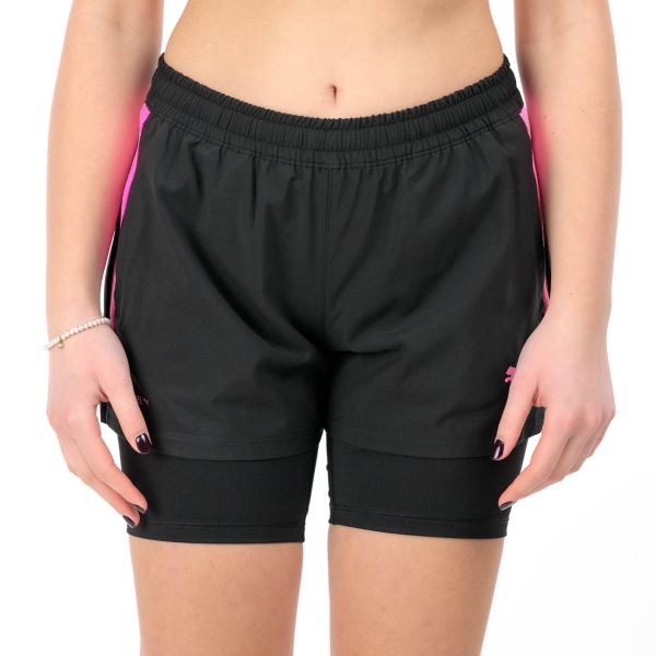Women's Padel Skirts and Shorts Puma Individual 2 in 1 3in Shorts  Black/Poison Pink 93918420
