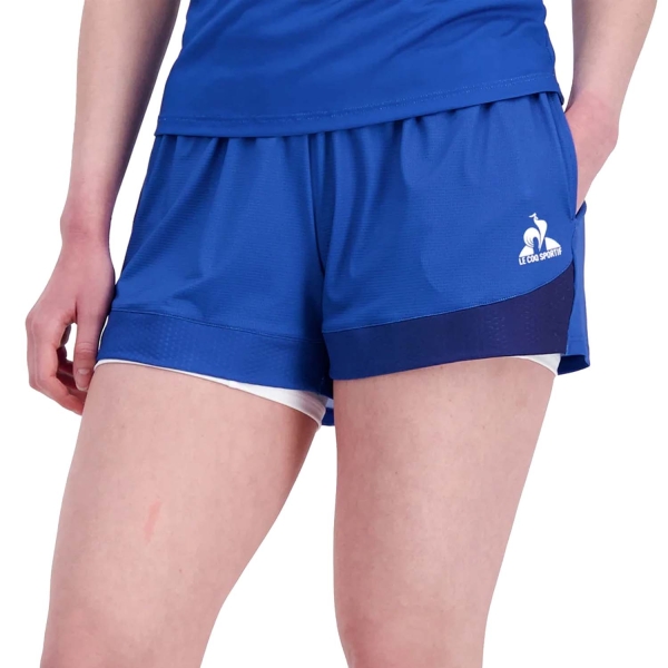 Women's Padel Skirts and Shorts Le Coq Sportif Pro Logo 3in Shorts  Lapis Blue/N.O.W 2410526