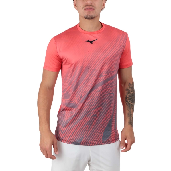 Men's T-Shirt Padel Mizuno Charge Shadow Graphic TShirt  Radiant Red 62GAB00362
