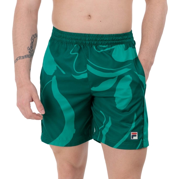 Men's Padel Shorts Fila Leo 7in Shorts  Aventurine/Print Comb TFM2425000340