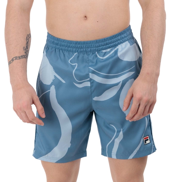 Men's Padel Shorts Fila Leo 7in Shorts  Captains Blue/Print Comb TFM2425000147